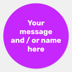 Simple Bright Bold Purple Modern Vibrant Classic Round Sticker