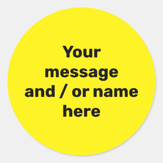 Simple Bright Bold Yellow Modern Vibrant Classic Round Sticker (Front)