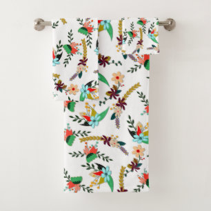 Simple Bright Floral Pattern Bath Towel Set