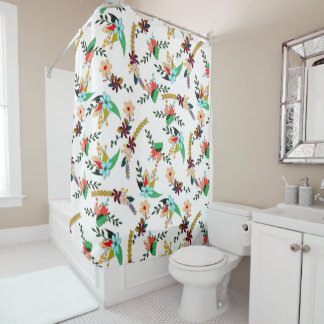 Simple Bright Floral Pattern Shower Curtain