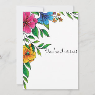 Simple Bright Flower Spring Summer Wedding QR code Invitation