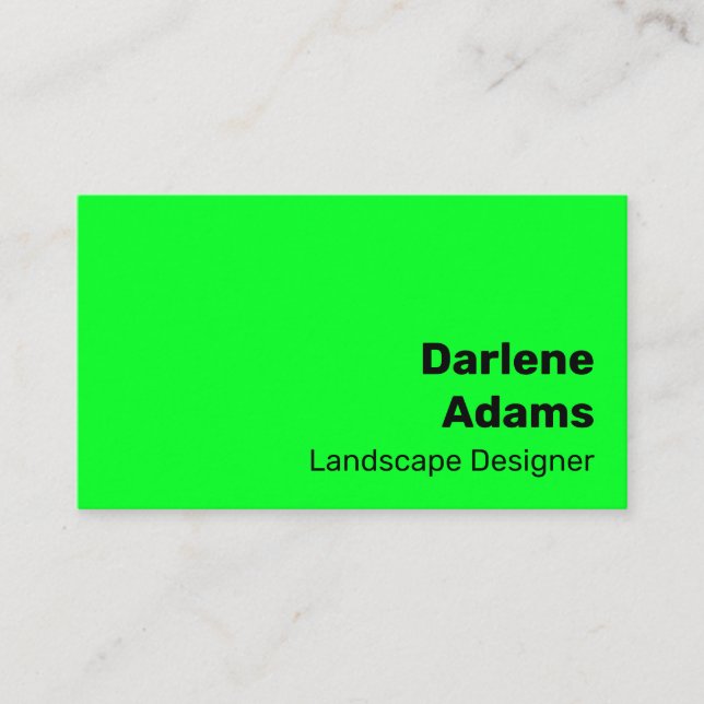 Simple Bright Green Bold Modern Vibrant Business Card (Front)