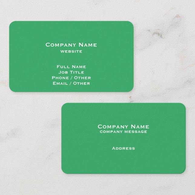 Simple Bright Green Business Card (Front/Back)