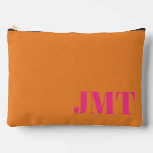 Simple Bright Pink and Orange with Monogram Accessory Pouch