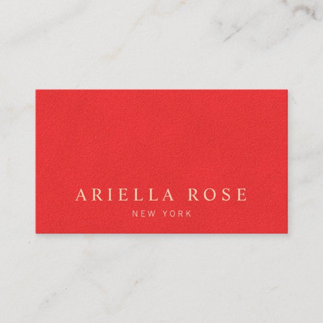 Simple Bright Red Minimal, Elegant Professional  Business Card (Front)