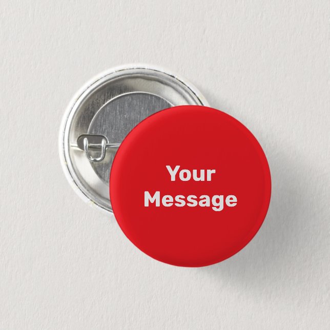 Simple Bright Red with White Your Message Template 3 Cm Round Badge (Front & Back)