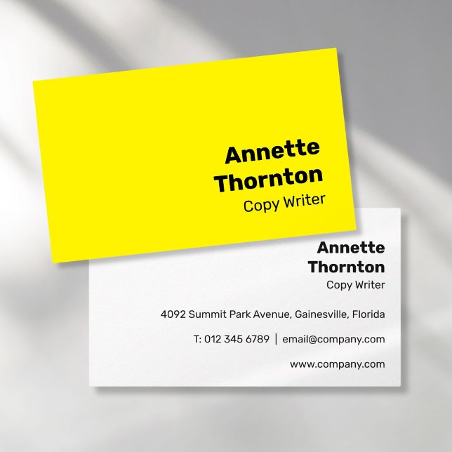 Simple Bright Yellow Bold Modern Vibrant Business Card (Simple Bright Yellow Bold Modern Vibrant Business Card)