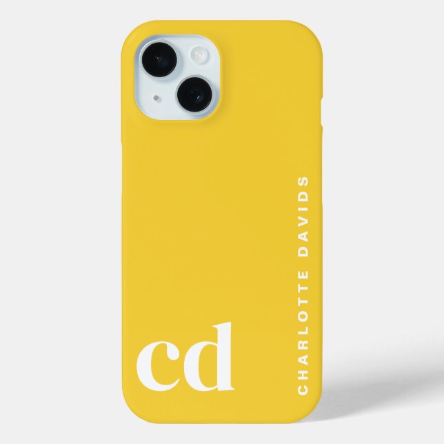 Simple Bright Yellow Monogram  Case-Mate iPhone Case (Back)