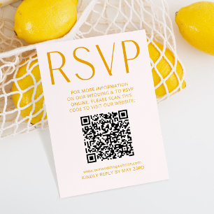 Simple Bright Yellow RSVP Online QR code Card