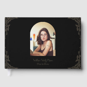 Simple Brown and Black Pagan Funeral Guest Book