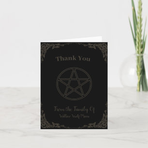 Simple Brown and Black Pagan Funeral  Thank You Card