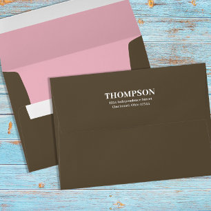 Simple Brown and Pink Return Address Envelope