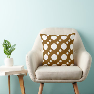 Simple Brown and White Big & Little Dots Pattern Cushion