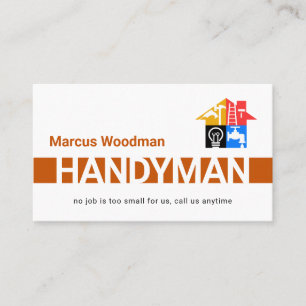 Simple Brown Handyman Striped Layer Business Card