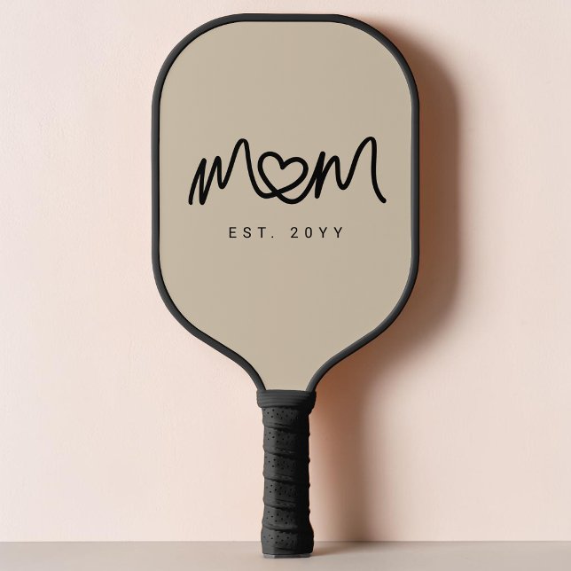 Simple Brown Heart Script Mum Established Est Pickleball Paddle (Simple Brown Heart Script Mom Established Est Pickleball Paddle)