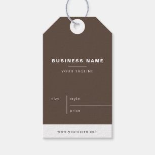 Simple Brown Minimalist Business Name Price Gift Tags