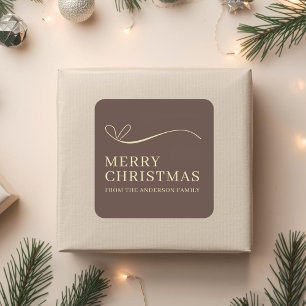 Simple brown modern Merry Christmas  Square Sticker