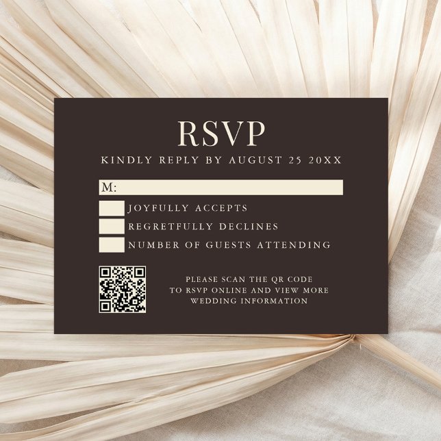 Simple Brown Modern Wedding RSVP Card (Creator Uploaded)