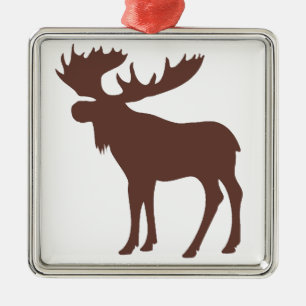 Simple brown moose symbol square ornament