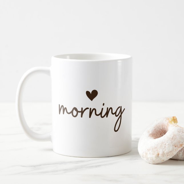 Simple Brown "Morning" Coffee Mug (With Donut)
