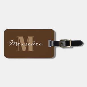 Simple Brown Personalised Calligraphy Name Luggage Tag