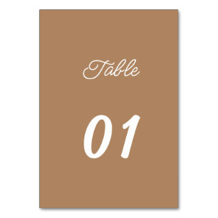 Simple Brown Personalised Wedding Table Number