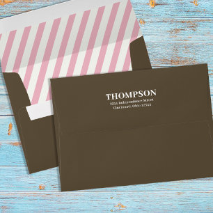 Simple Brown Stripe Neapolitan Return Address  Envelope