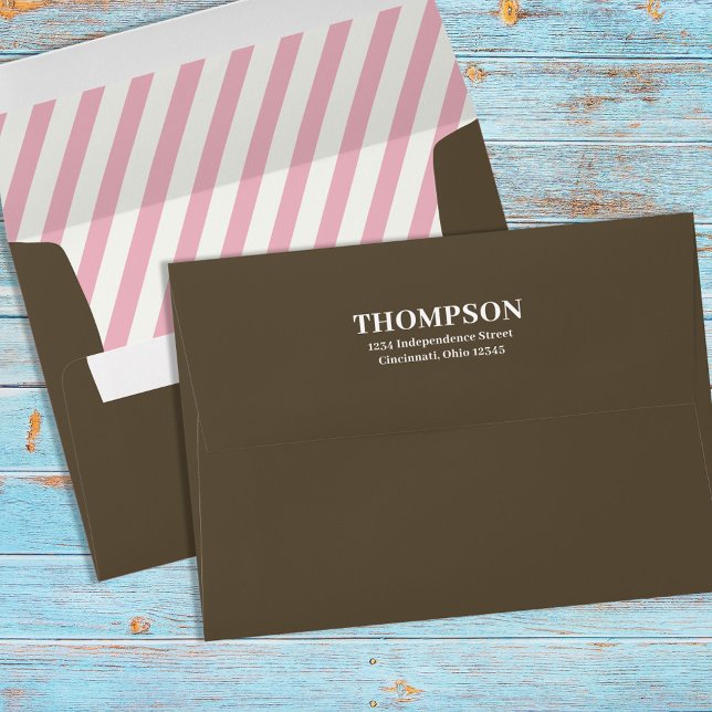 Simple Brown Stripe Neapolitan Return Address  Envelope (Creator Uploaded)