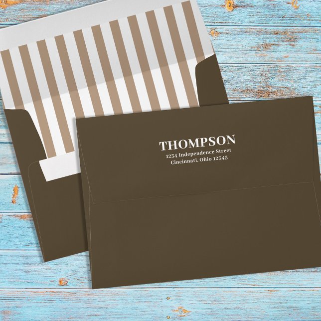 Simple Brown Striped Classic Return Address Envelope (Creator Uploaded)