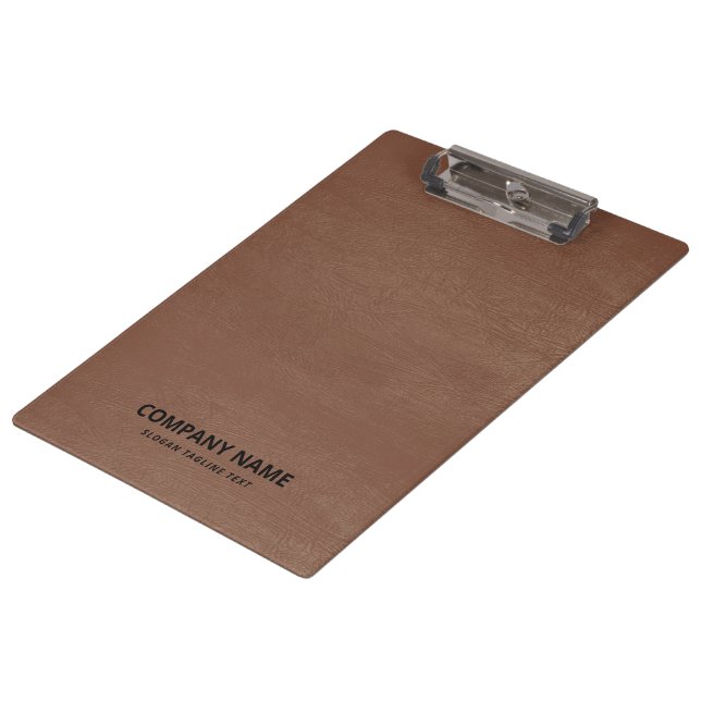  Simple Brown Vintage Leather Black Custom Text Clipboard (Angled)