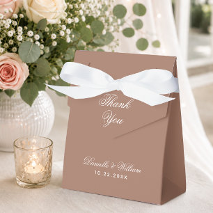 Simple Brown Wedding Calligraphy Script Thank You Favour Box