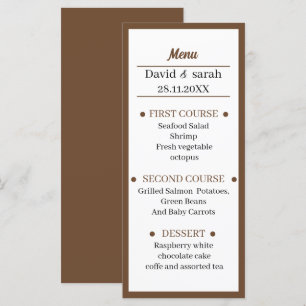 Simple Brown Wedding Dinner Custom Menu