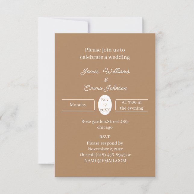Simple Brown Wedding Invitation (Front)