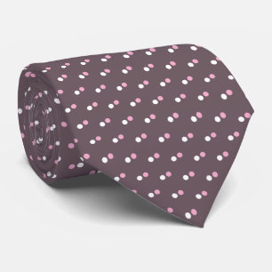 Simple Brown White and Pink Dots Pattern Tie