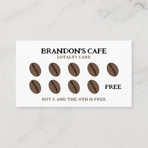 Simple Brown & White Coffee Bean Loyalty Card