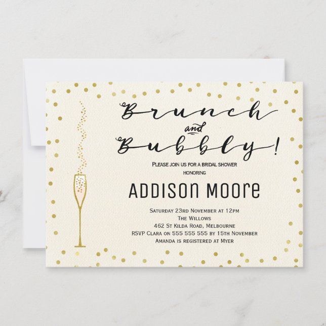 Simple Brunch And Bubbly Bridal Shower Invitation (Front)
