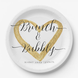 Simple Brunch and Bubbly Bridal Shower Paper Plate