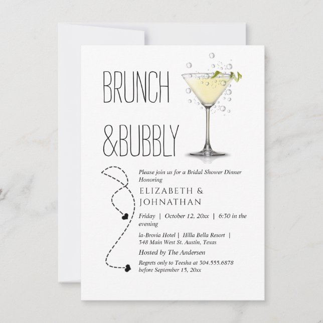 Simple Brunch And Bubbly Invitation (Front)