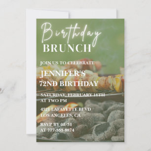 Simple Brunch Bbq Backyard 72nd birthday Invitation