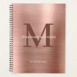 Simple Brushed Metallic Rose Gold Classic Monogram Planner<br><div class="desc">Simple Brushed Metallic Rose Gold Classic Monogram Planner</div>