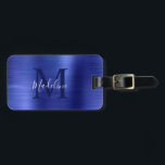 Simple Brushed Metallic Royal Blue Monogram Luggage Tag<br><div class="desc">Simple Brushed Metallic Royal Blue Monogram Luggage Tag</div>