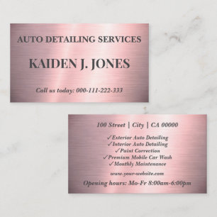 Simple Brushed Rose Golden Car Detailing Service Business Card