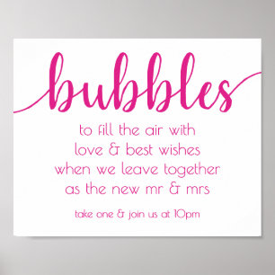 Simple Bubbles Hot Pink Party Event Station Poster