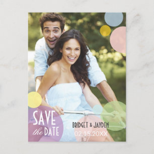 Simple Bubbles Photo Wedding Save the Date Announcement Postcard