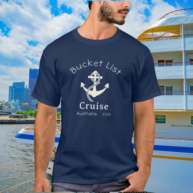  Simple Bucket List  Blue Personalise T-Shirt (front of shirt)