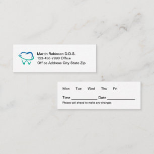 Simple Budget Dentist Office Appointment Cards