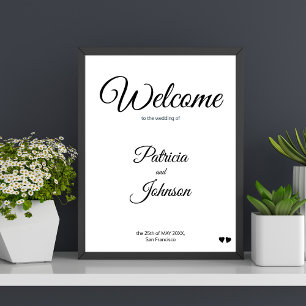Simple budget elegant wedding welcome sign