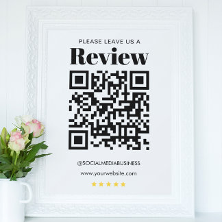 Simple Budget Leave a Review QR Code Social Media Announcement