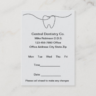 Simple Budget Modern Dentist Office Appointment Card
