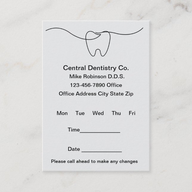 Simple Budget Modern Dentist Office Appointment Card (Front)